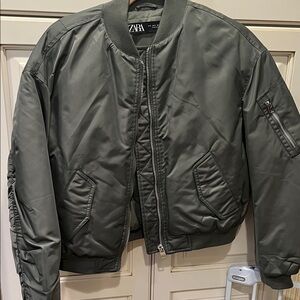 Zara Olive Bomber Jacket